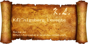 Königsberg Levente névjegykártya